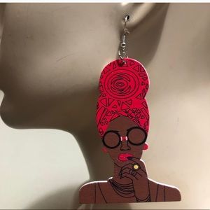 African Queen Wood Badu Wrap Earrings